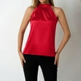 thumbnail image 4 of TTUHYWXI Women's Halter Tank Tops Satin Silk Backless Sleeveless Summer Camisole Going Out Top (Red, S), 4 of 9