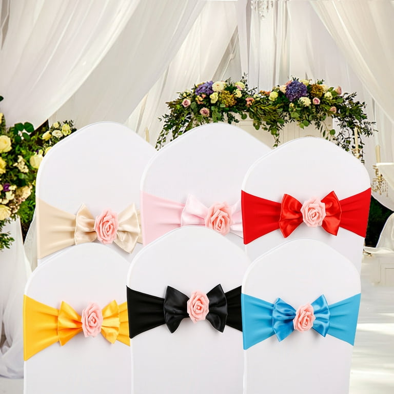 50 PCS Satin Chair Sash Chair Decorative Bow Designed Chair Cover Chair  Sashes for Thanksgiving Wedding Banquet Party Home Kitchen Decoration (Sage