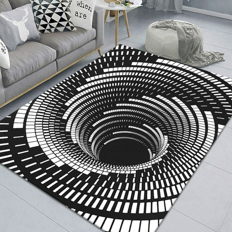 Kyoffiie Floor Mat Illusion Non-Slip Area Rug 3D Carpet Visual Illusion Rug  Visual Vortex Floor Rug 3D Visual Illusion Fluffy Carpet for Kitchen Floor  Hallway Home Decor 