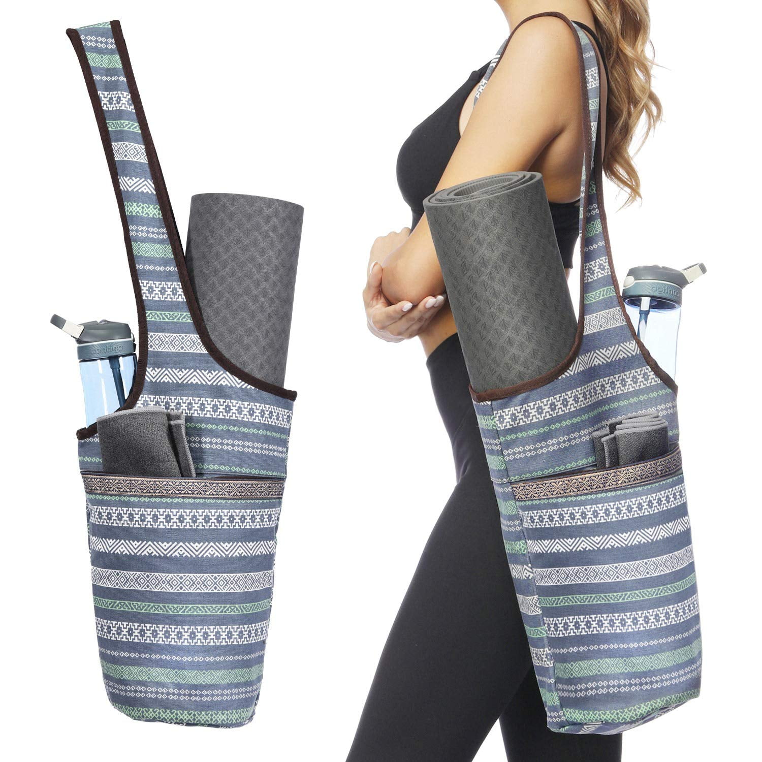 Yoga Mat Waterproof Backpack Yoga Bag Nylon Carrier Mesh Adjustable Strap XSJKU 