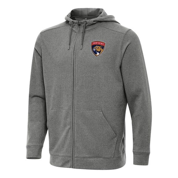 Men's Antigua Heather Black Florida Panthers Effortless Full-Zip Hoodie Jacket