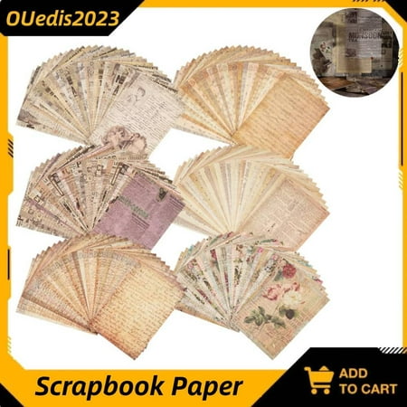 180PCS Scrapbook Paper Vintage Journaling Scrapbooking Supplies Wall Art Decor
