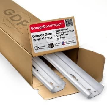 Replacement Garage Door Vertical Track Rails - USA Manufactured - US Steel - Garage Door Track Bracket - Garage Door Rails Tracks - Exclusive to GarageDoorProject® (76''Tallfor7'TallGarageDoors)