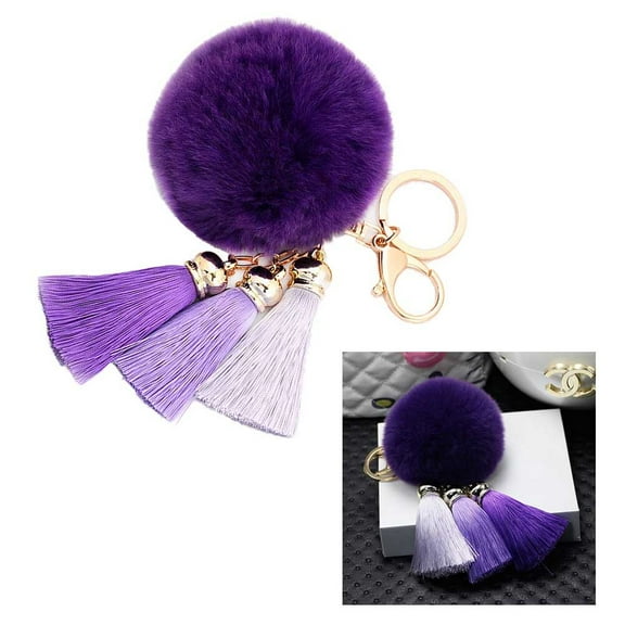 GOOHOCHY Tassel Keychain Keychain Women Key Chain for Car Man Purple