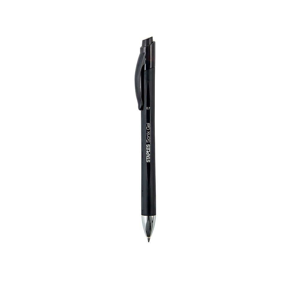 Staples Sonix Retractable GelInk Pens Medium Point Black Dozen (13561