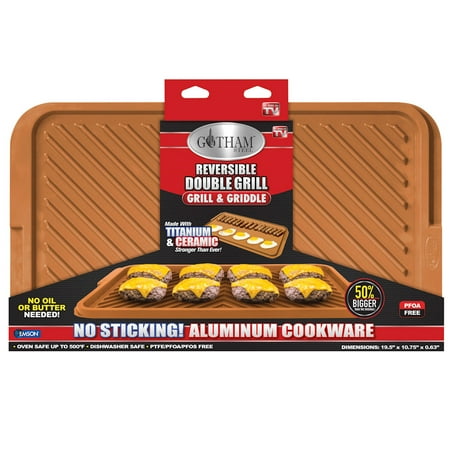 Non Stick Silicone Grill Pan - As Seen on TV Gotham Steel Ceramic & Titanium Extra Large Non-Stick Double Grill