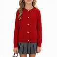 thumbnail image 2 of WXFAZCVU Girls Sweater Cardigan Round Neck Knitted Long Sleeve Sweater Vacation Going Out Size 8-9 Years, 2 of 4