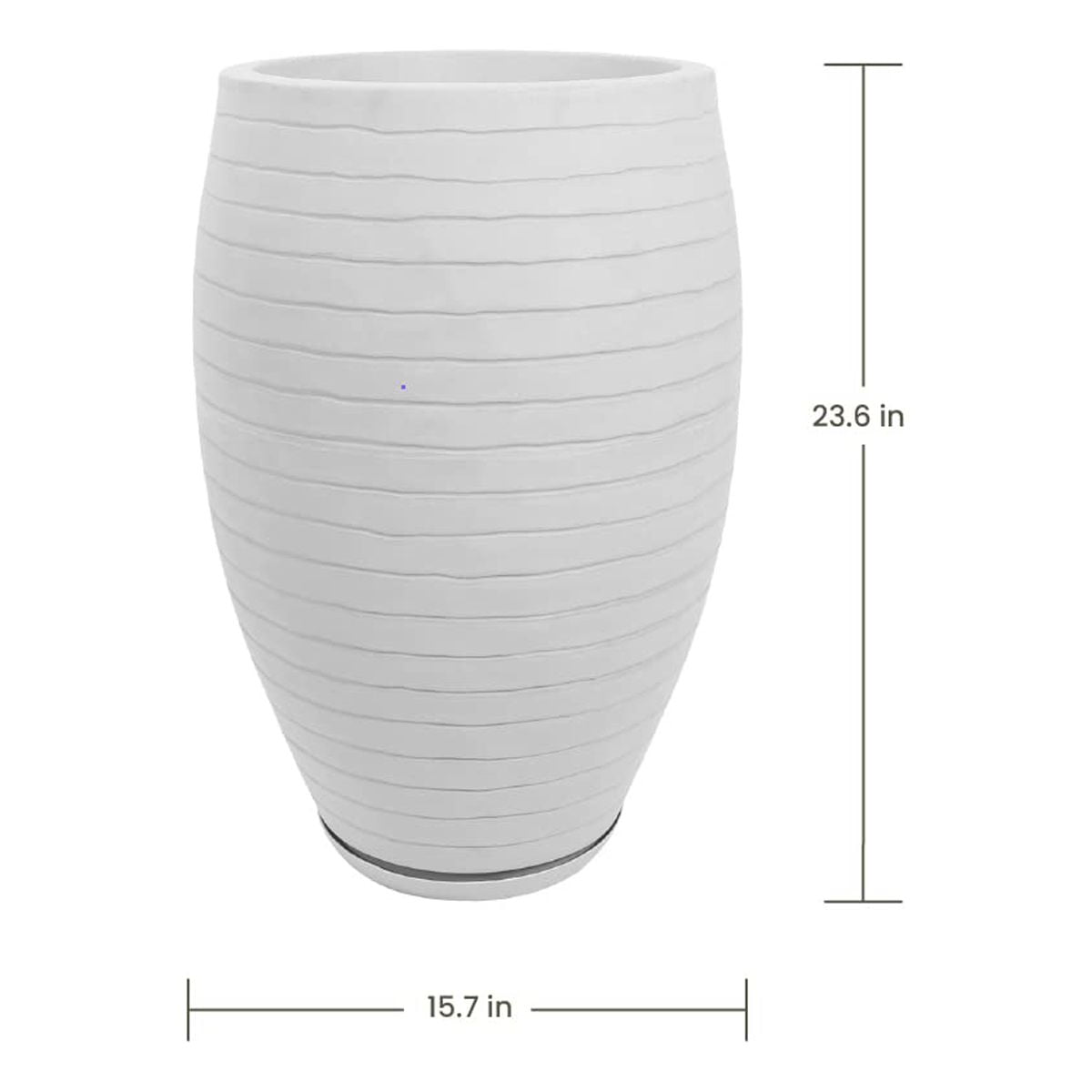 Ecobo 23.6 inches Eco-Friendly Round Pot Planter Ravina Indoor/Outdoor use, Durable, Versatile & Lightweight, Designed by Brazilian Artisans, Contemporary All-Weather Design –White
