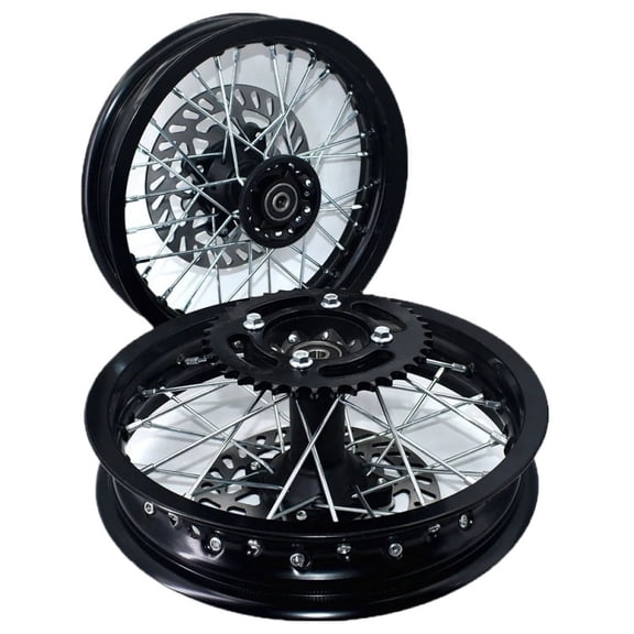 1.85x12inch Front Rear Rims Alloy Rims Black Hub with sprocket&Brake Disc For KLX CRF Kayo BSE Dirt Pit Bike Motorcycle