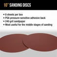 thumbnail image 4 of Dura-Gold Premium 10" Sanding Discs - 240 Grit (Box of 8) - Sandpaper Discs with PSA Self Adhesive Stickyback, Fast Cutting Aluminum Oxide Abrasive - Drywall, Floor, Woodworking, Auto, Sander, 4 of 6