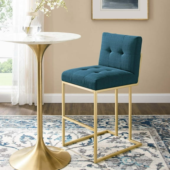 Modway Privy Gold Stainless Steel Upholstered Fabric Bar Stool