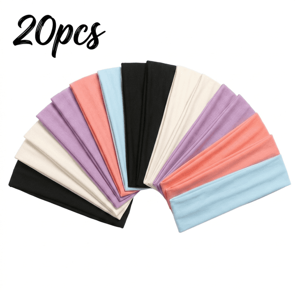 ROSEXIXI Headbands for Women 20pcs Soft Workout Headbands for Women Elastic Hair Bands for Women's Hair Moisture Wicking Athletic Hairbands for Yoga Fitness Running and Daily Face Washing