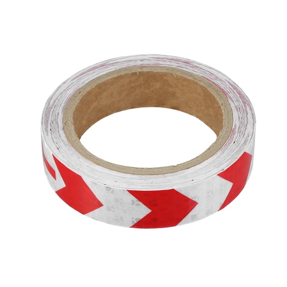 Unique Bargains 2.5cmx9m Red and White Arrow Car Reflective Stickers Reflective Tape Safety Warning Reflective Protector