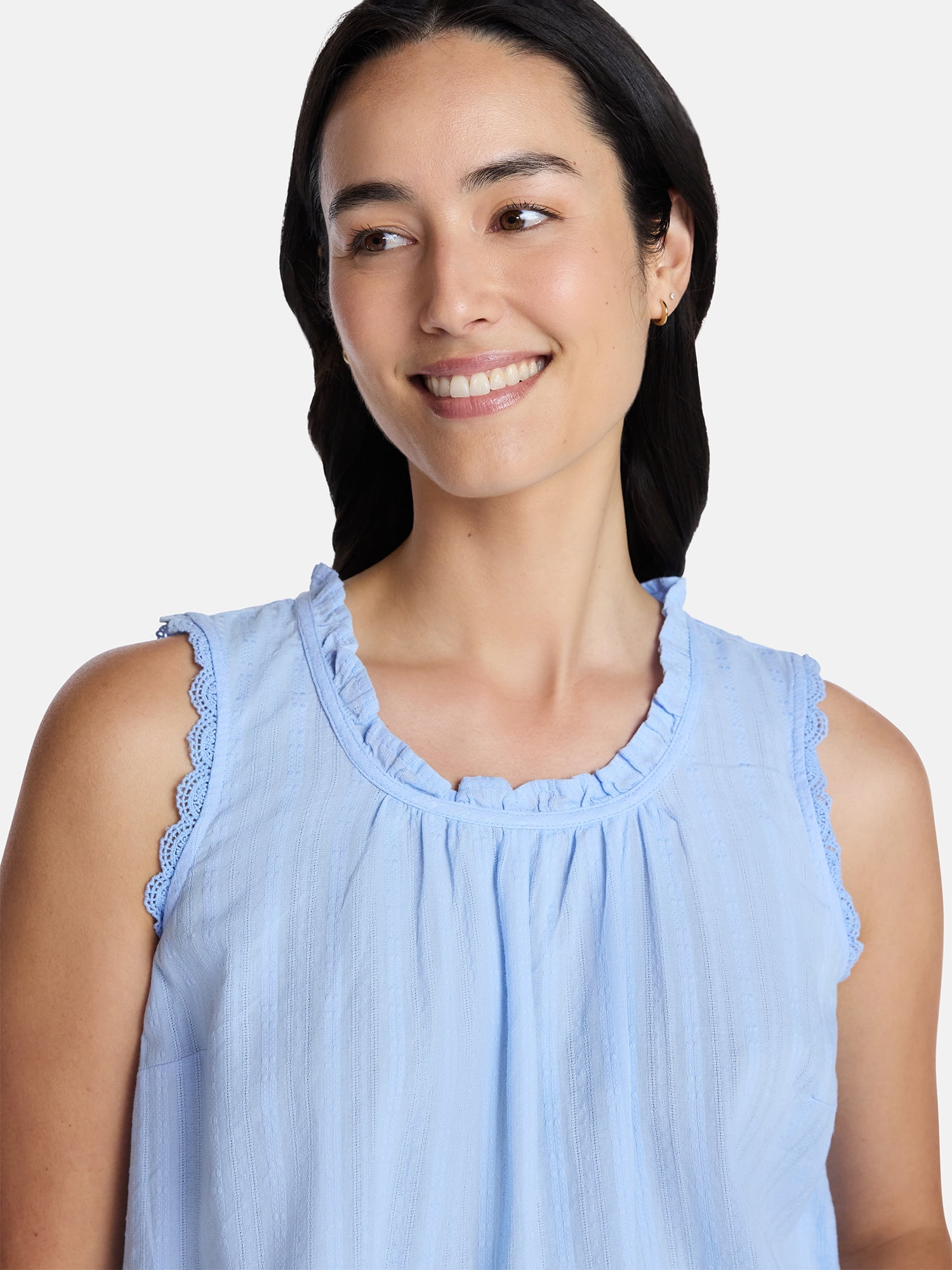 Time and Tru Women's Flowy Lace Inset Tank , Sizes XS-XXXL