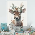 thumbnail image 2 of Designart Cute Baby Bull With Floral Crown Canvas Wall Art, 2 of 5