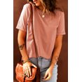 thumbnail image 3 of ABPHQTO Camiseta de manga corta enrollada de color sólido naranja para mujer, 3 of 5