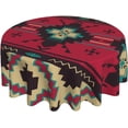 thumbnail image 2 of Round Tablecloth 60 Inch,Decorative Washable Polyester Table Cloth, Wrinkle Resistant Fabric Table Cover for Dining Room Party Outdoor Picnic (Native Southwest American Indian Aztec), 2 of 6