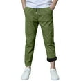 thumbnail image 6 of HOMADLES Boys Sweatpants Joggers Straight Leg Elastic Waist Pants Boys Fleece Lined Pants Outdoor Hiking Winter Warm Thickened Baggy Pants Jogger Pants Green 4 T, 6 of 9