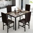 thumbnail image 5 of MOOSENG 5 Piece Dining Table Set for 4, Faux Marble Kitchen Table and Chairs for 4, Modern Dining Room Table with 4 Chairs, Dinner Table Set for Small Spaces, Brown, 5 of 9
