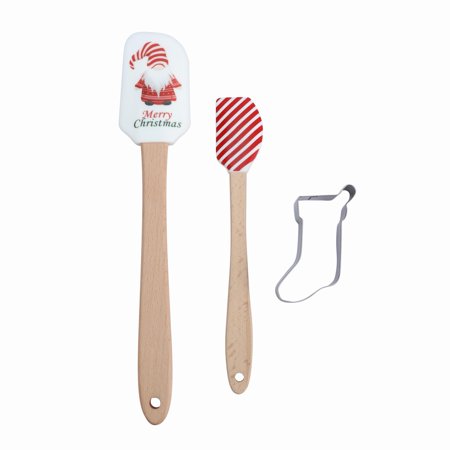 Cook with Color 3 Piece Spatula & Cookie Cutter – Candy Cane and Gnome