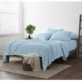 thumbnail image 3 of 25-INCH EXTRA DEEP POCKETS - Pure Organic Cotton Sheets - Alaskan King Size, Sky Blue Color, Bedsheet 1000-Thread-Count, 3 of 7