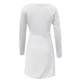 thumbnail image 6 of QHFBli Womens Square Neck Bodice Dress Long Sleeve Side Slit Flare Mini Dresses, 6 of 6