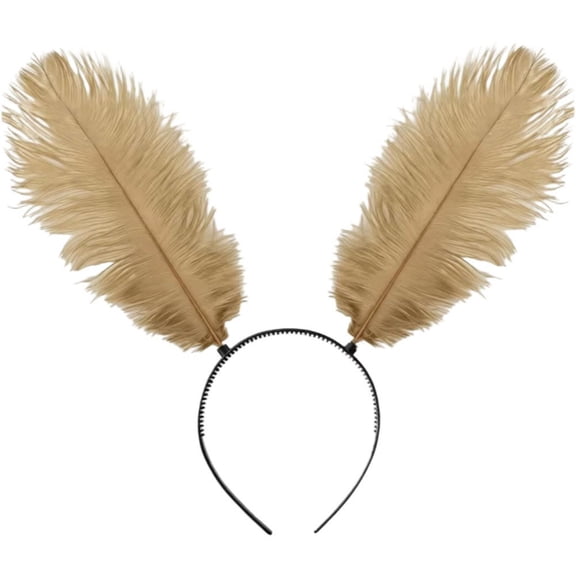 Hsqqdc Feather Khaki Moth Antenna Headband Butterfly Wing Hair Hoop, 1 Piece