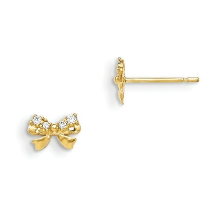 14k Madi K CZ Children's Bow Post Earrings
