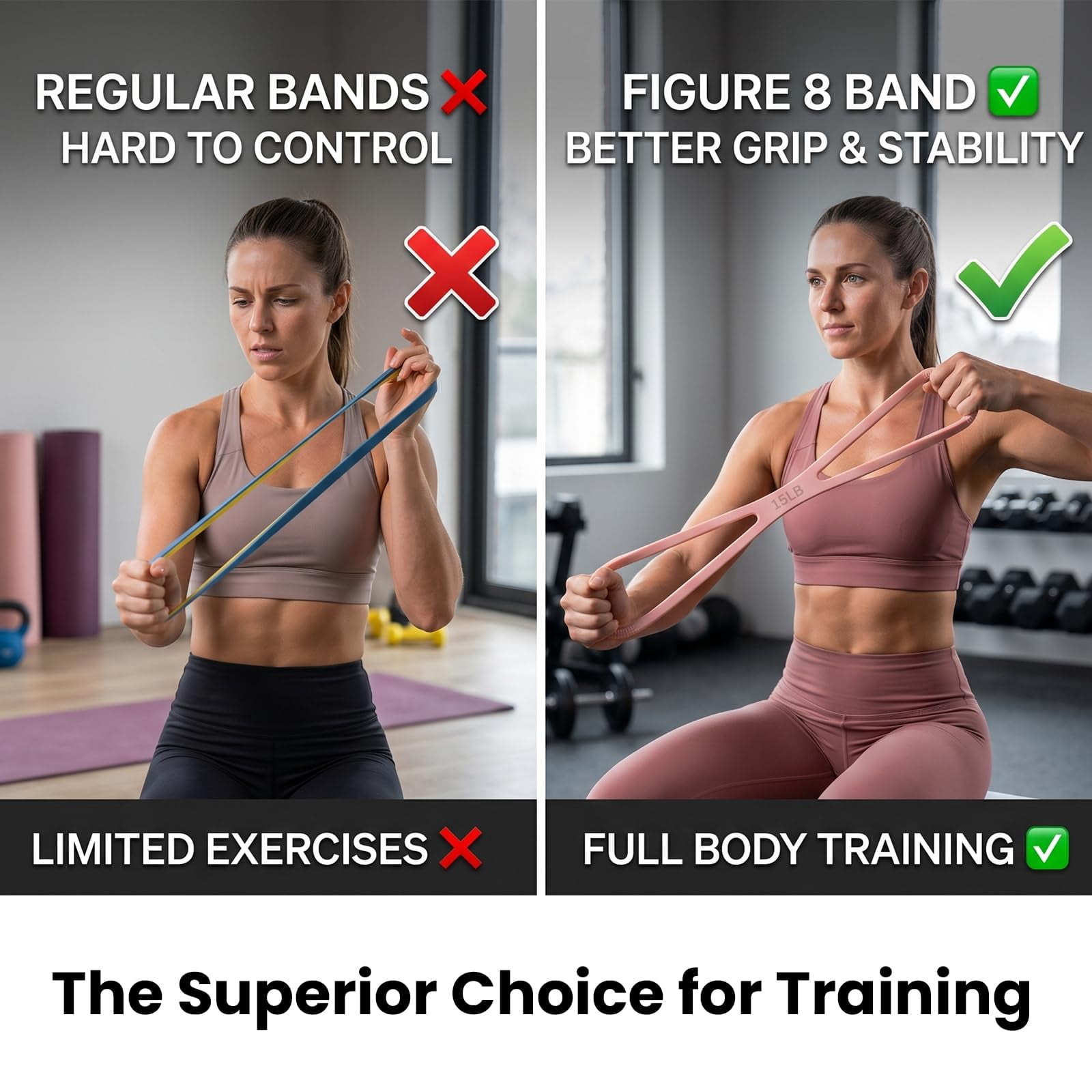 8-Shaped Silicone Resistance Band with Massage Grip, Elastic Durable Silicone Material,Keep Figure for Home Workout