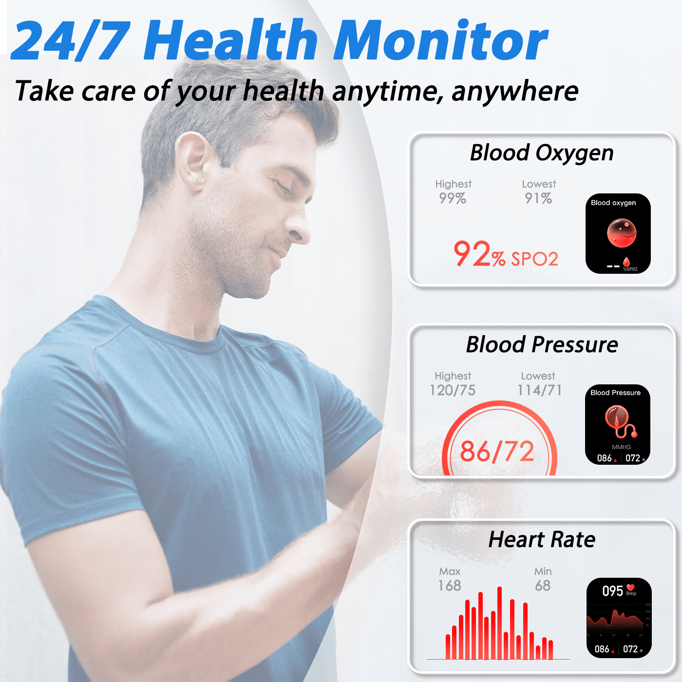 Cyberdyer KT65 Smart Watch for Men Women (Answer/Make Calls) 1.9”Large HD Screen Business Smart Watch Waterproof Fitness Tracker - Black