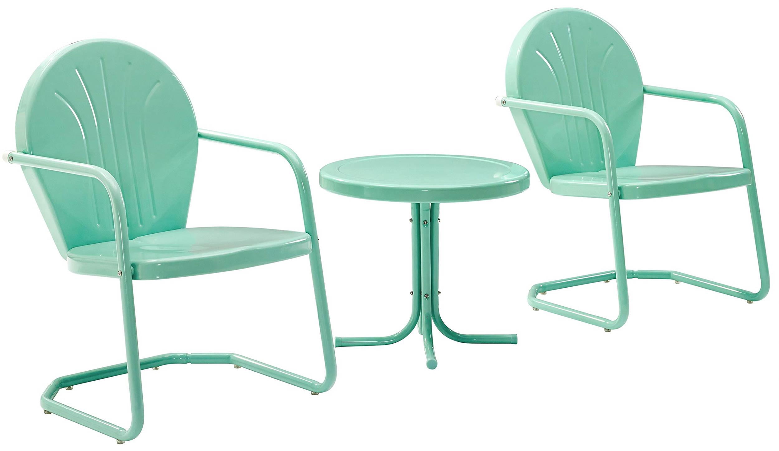 Crosley Furniture Griffith 3 Piece Metal Patio Conversation Set in Aqua