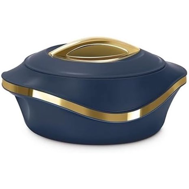 Casserole Chapati Rangement pour Aliments Chauds Machine à Servir le Caillé Chapatti Chaud Magasin /double Paroi Intérieur Article en Acier Inoxydable Article de Service Alimentaire de Cuisine Casserole Ronde 2000 ml Lot de 1 (Couleur Bleu)