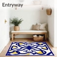 thumbnail image 3 of ODIKA 4'x6' Machine Washable Non-Slip Area Rug, Modern Stadium Wave with Interlocking Arches and Subtle Fan Emblems High Traffic Rug, Blue, 669124, 3 of 7