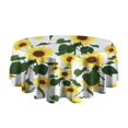 thumbnail image 5 of White Green Leaf Sunflower Pattern Round Tablecloth 60"x60",Wrinkle Wipeable Table Cloth for Kitchen Dining Room Picnic Patio Party, 5 of 6
