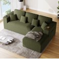 thumbnail image 3 of Wiilayok 110" L-Shape Cloud Sectional Couch with Oversized Chaise,Modern Modular Sofa with Cup Holder and Side Pouch,Comfy Boneless Upholstered Couches for Living Room,Olive Green, 3 of 8