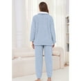thumbnail image 4 of Heartnice Fluffy Pajamas set for Women Fleece Pullover 2 Piece Pjs Set Soft Plush Sleepwear Winter Loungewear(Grey Blue, M）, 4 of 4