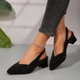 thumbnail image 5 of Dakaela Kitten Heels for Women Rhinestone Closed Pointed Toe Chunky Heeled Sandals Sparkly Slip on Wedding Bride Dress Pumps Shoes Black 6.5, 5 of 9