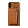 thumbnail image 6 of Allytechgroup Stylish iPhone XS/ iPhone X Wallet Case, Secure Phone Case for Apple iPhone XS/ iPhone X, Multi-functional and Durable, Ring Holder Hand Wrist Stand Shockproof Case for Women Men, Brown, 6 of 7