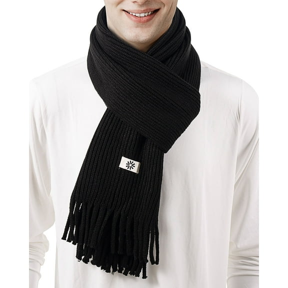 REDESS Winter Scarf for Men and Women Knit Long Thick Scarves for Adult Cold Weather Black