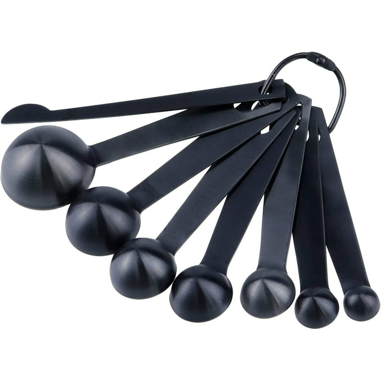 Homzee 8 pcs cooking and baking measuring spoons and cups set Black