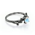thumbnail image 4 of JeenMata 0.50 Carat 4 Prong Branch Leaf Design Round Cut Rainbow Moonstone Engagement Ring In 18K Black Gold Plating Over Silver, 4 of 10