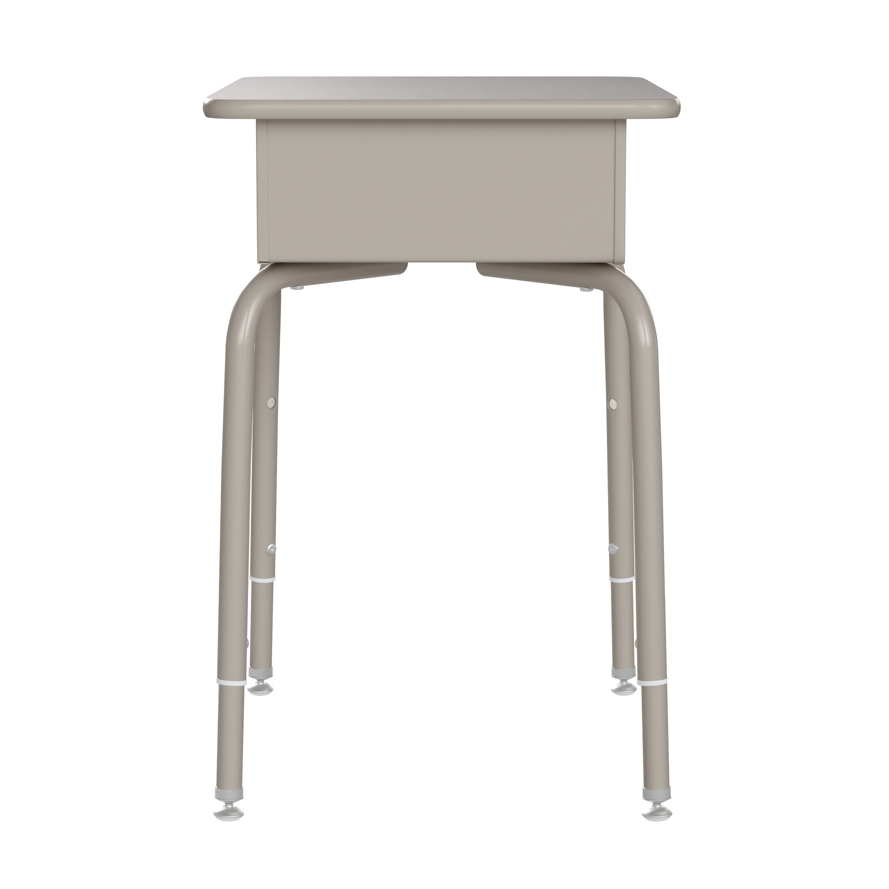 Emma + Oliver Height Adjustable Student Desk with Open Front Metal Book Box, Silver Metal Frame and Gray Granite Finished Desktop