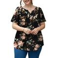 thumbnail image 3 of a.Jesdani Womens Plus Size Tunic Tops Short Sleeve Casual Floral Henley Shirts m-4x, 3 of 11