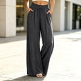 thumbnail image 2 of Liuinsasek Wide Leg Pants for Women Fashion Solid-Color Casual Elastic-Waist Drawstring Split Hem for A Stylish Look Lounge Pants, 2 of 7