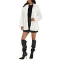thumbnail image 2 of INSPIRE CHIC Women's Faux Fur Coat Fluffy Long Sleeve Lapel Winter Outerwear Coat M White, 2 of 6