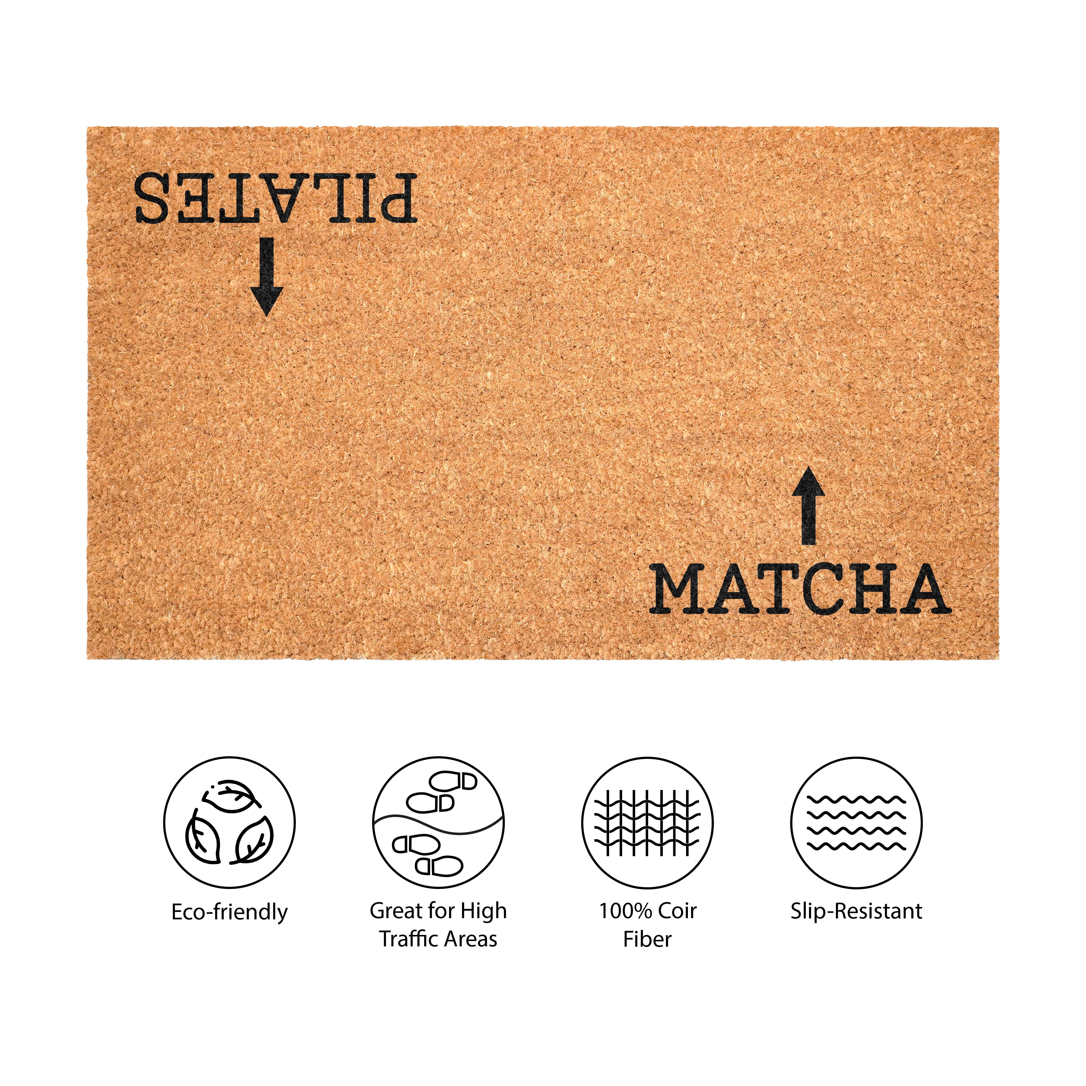 Reversible Matcha and Pilates Non Slip Vinyl Backing, Front Door Mat, 24"x36"