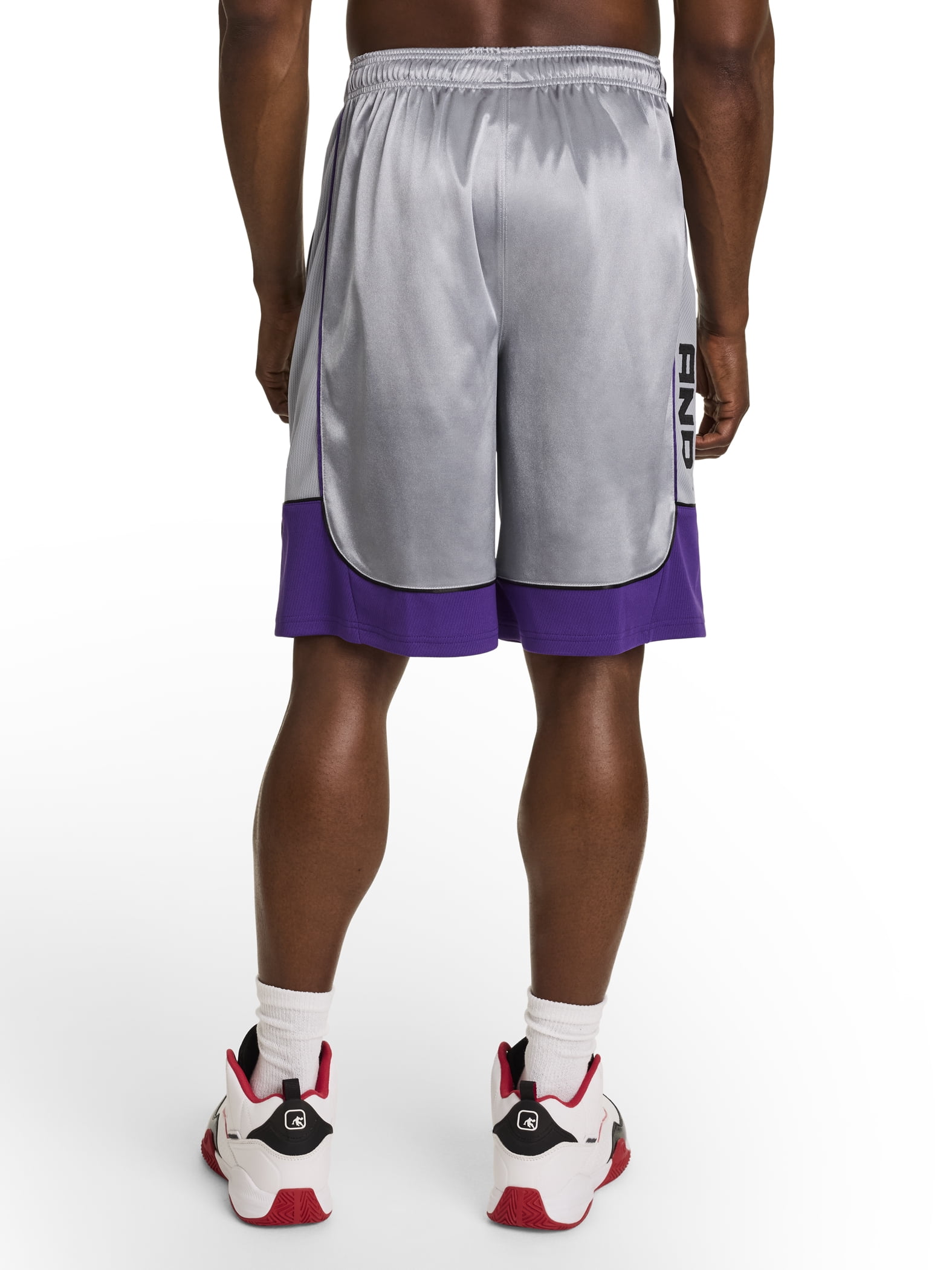 AND1 Men's and Big Men's All Court Colorblock Short, 11" inseam, up to Size 5XL