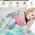 thumbnail image 3 of ONETECH Flamingo Throws - Soft Fuzzy Plush Blanket Throw for Kids, Girls - Flannel Blankets for Couch, Travel - Green Cute Christmas Blanket Gift for Flamingo Lovers, 3 of 6