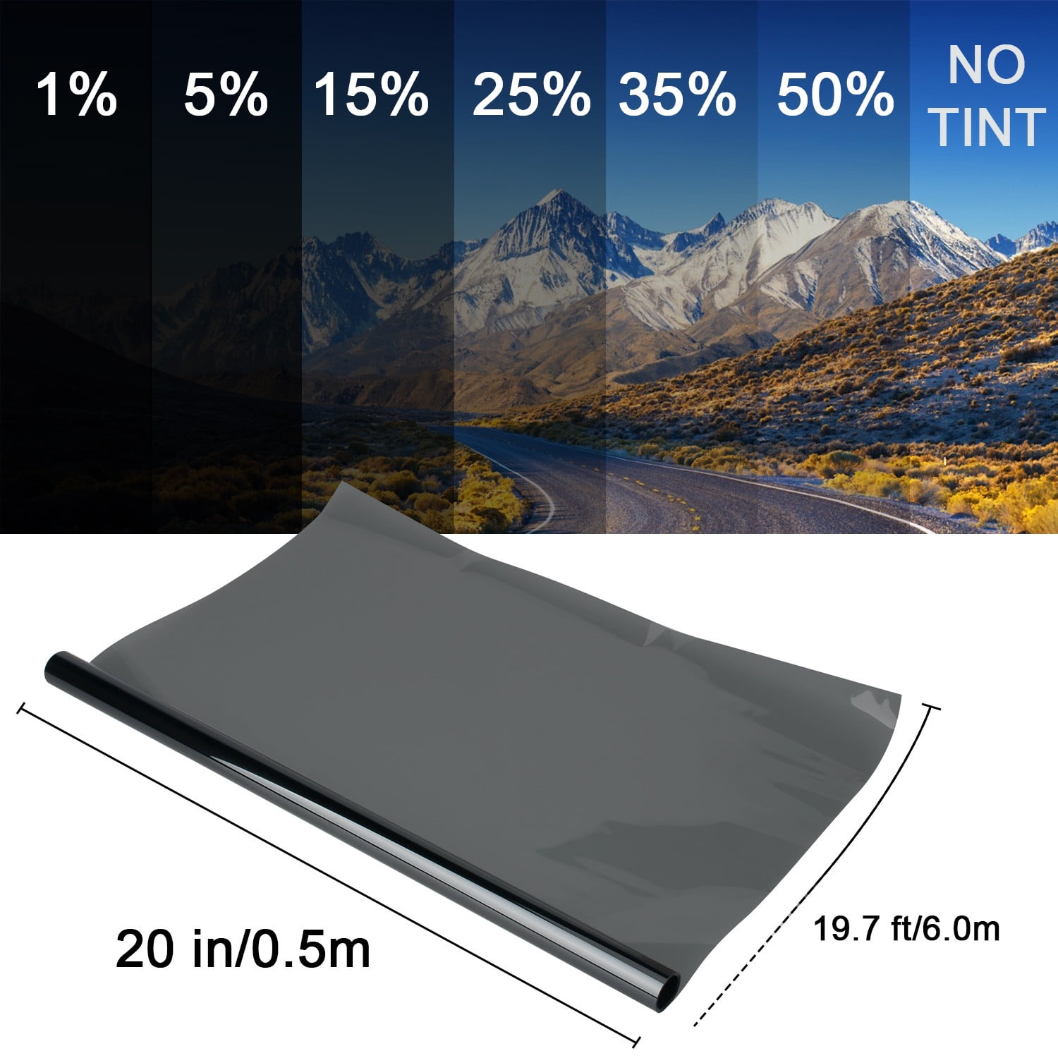Htwon Car Window Tint 50% VLT Film Roll Kit Universal, 20" x 20'