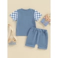 thumbnail image 5 of FEORJGP Toddler Boys Summer Outfit 6M 12M 18M 2Y 3Y Infant Baby Short Sleeve T-shirt Crew Neck Shirt Checkerboard Print Tops and Drawstring Shorts Sets Newborn Loose Casual Cute Clothes, 5 of 9